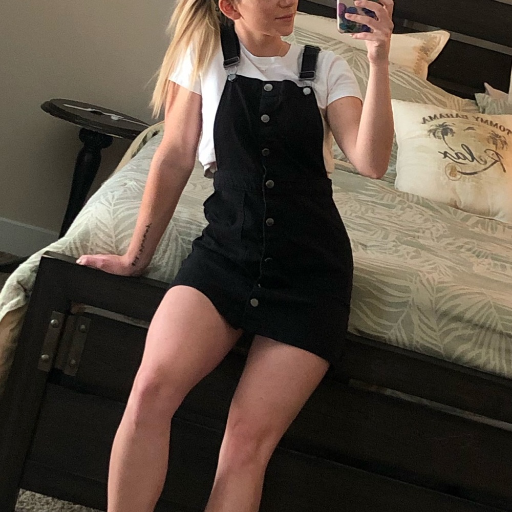 H&M black overall dress size 4